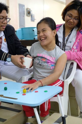 Co-treatment session (OT and PT) with adolescent client